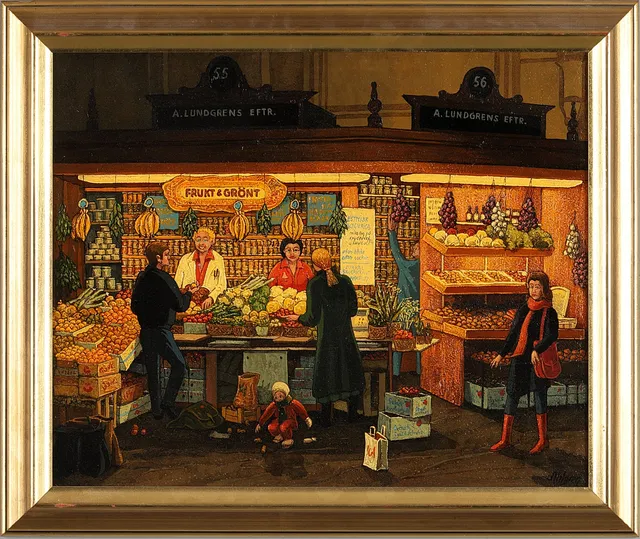 SVEN AHLGREN (SVERIGE, 1922-1997). A Lundgrens-Östermalms Saluhall.