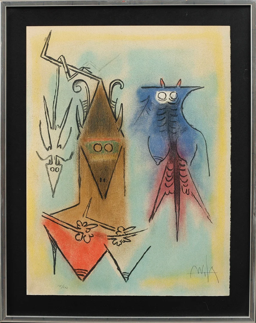 WIFREDO LAM. Ur mappen "Pleni Luna", färglitografi, signerad och numrerad 135/262. — Engravings & Prints — Göteborgs Auktionsverk