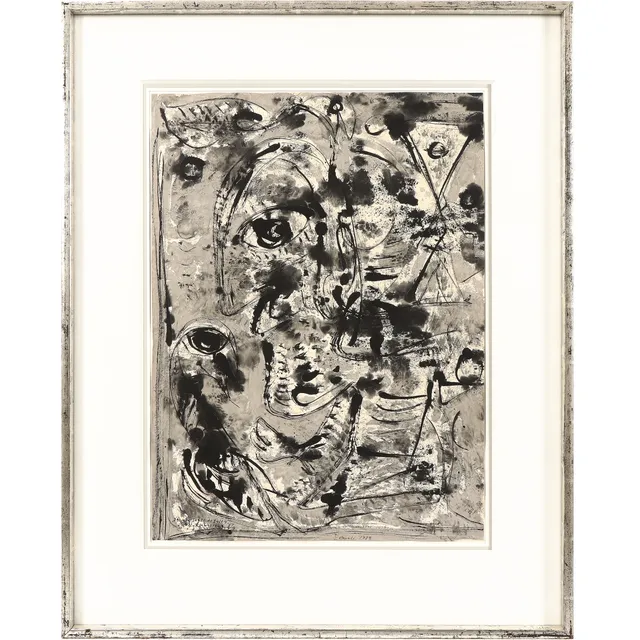 Carl-Henning Pedersen. 'So softly they speak - the island of bliss, 1983'. Ink and watercolor on paper.