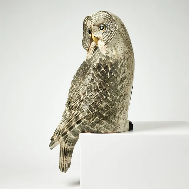 PAUL HOFF. Skulptur i form av lappuggla, Keramik studion, Gustavsberg, stengods.