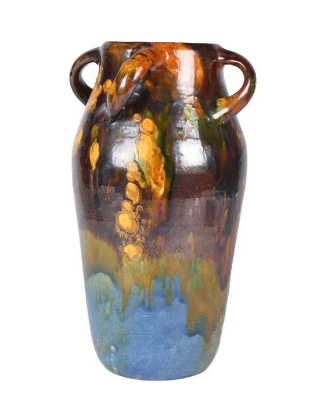 Karl Hansen Reistrup. Skønvirke floor vase made of earthenware with four handles