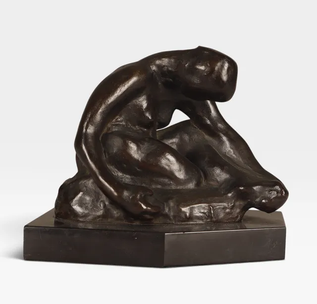 AUGUSTE RODIN (1840-1917). "Nu féminin assis se tenant le pied gauche" o estudio para "Devant la Mer".