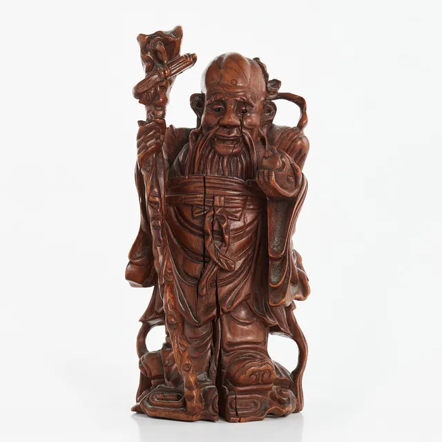 SKULPTUR, föreställande Shoulao, Kina, tidigt 1900-tal, hardwood.
