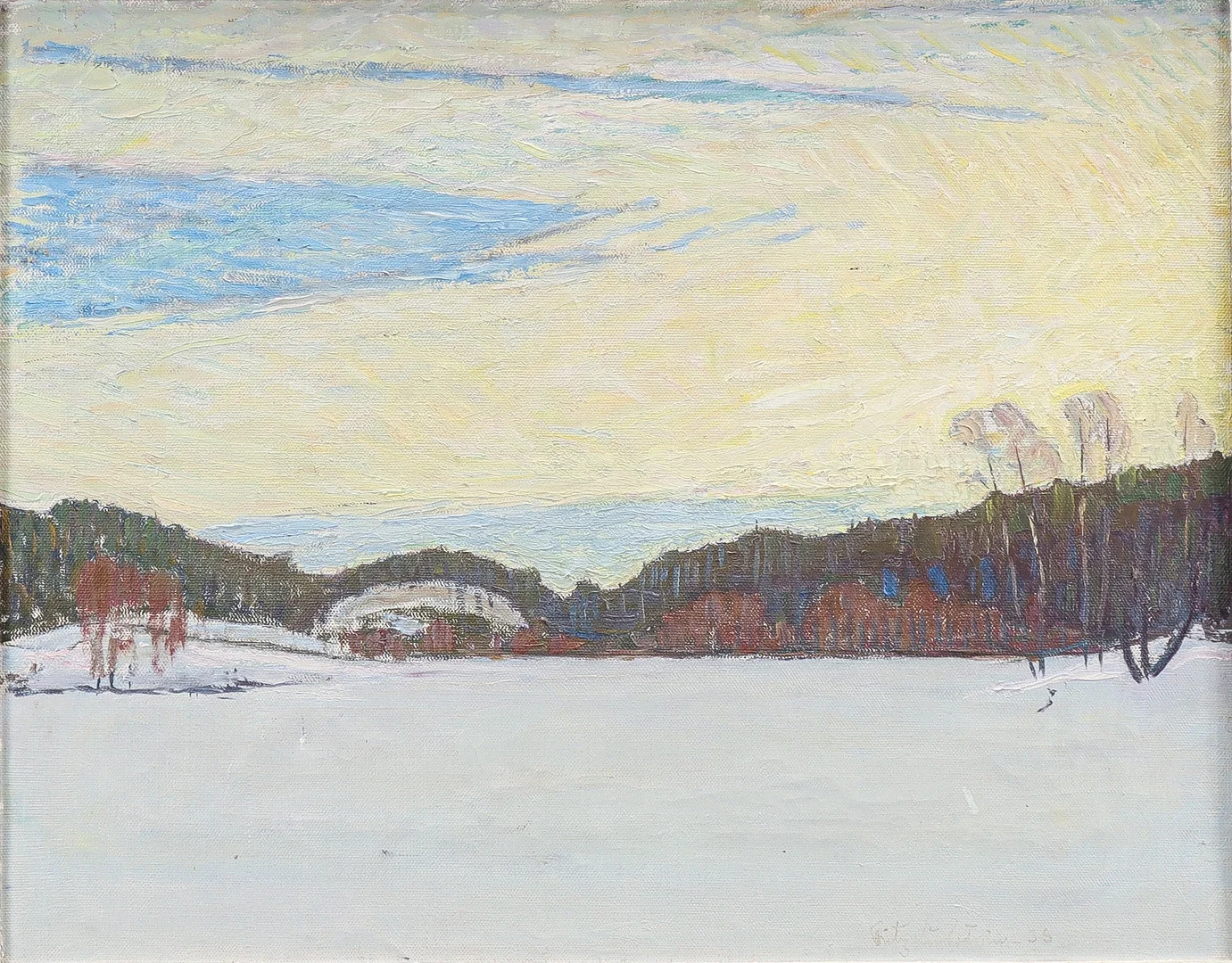 FRITZ LINDSTRÖM. "En liten vintertavla" 1933. — Paintings — Karlstad Hammarö Auktionsverk