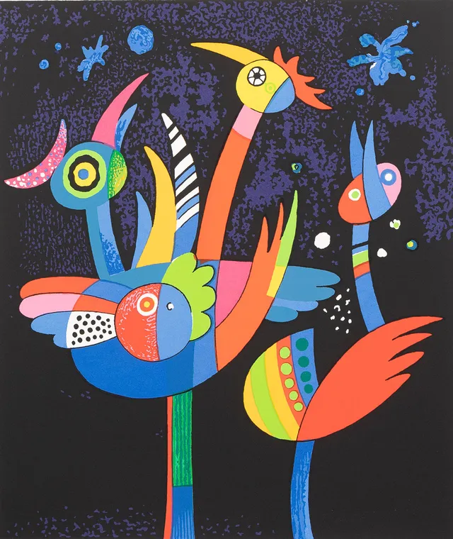 ROLF LEMBKE. "Partytime", litografi, signerad och numrerad EA 6/12.