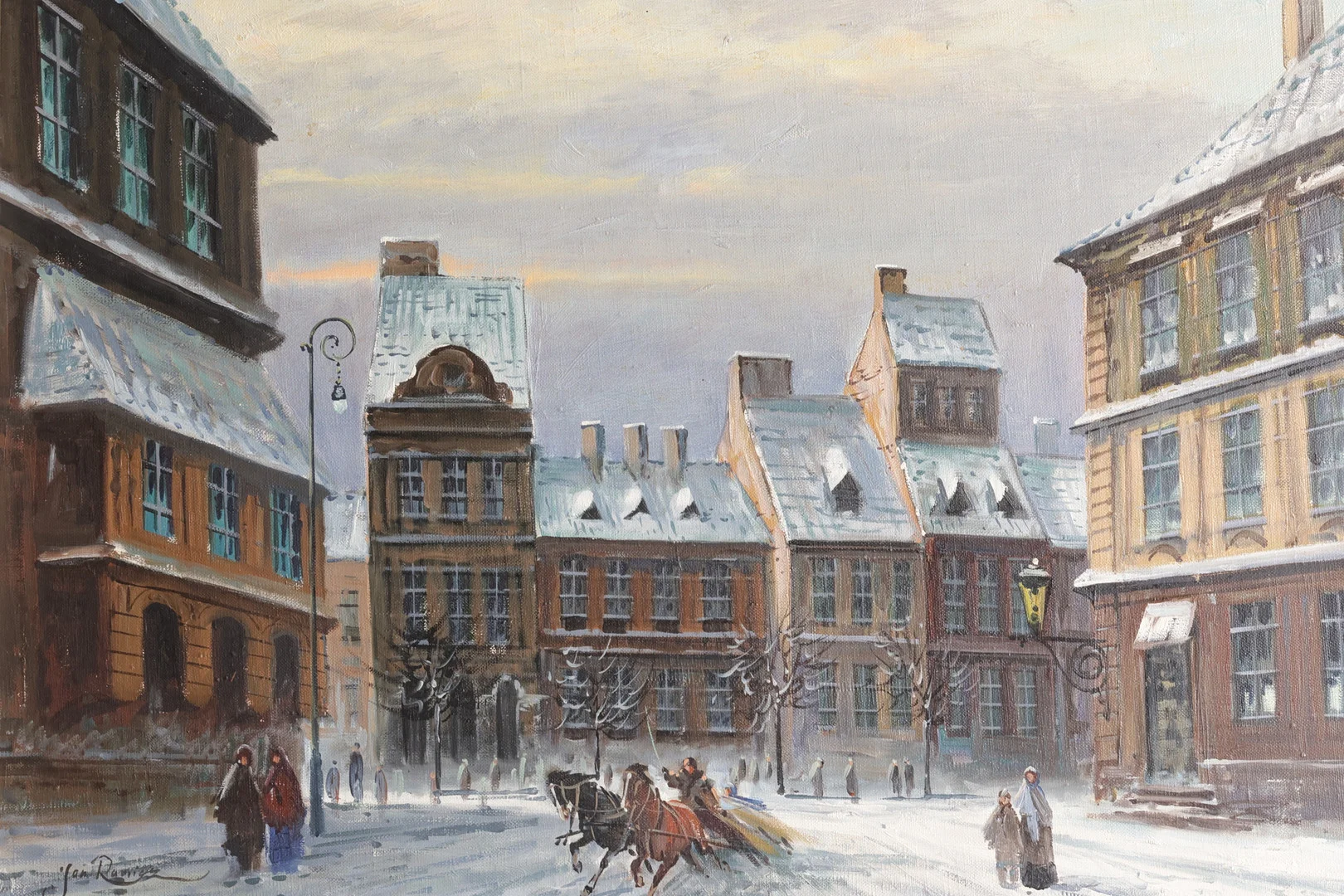 JAN RAWICZ. Vinterparti fra Warszawa. Sign. Jan Rawicz. Olie på lærred. — Paintings — Woxholt Auktioner