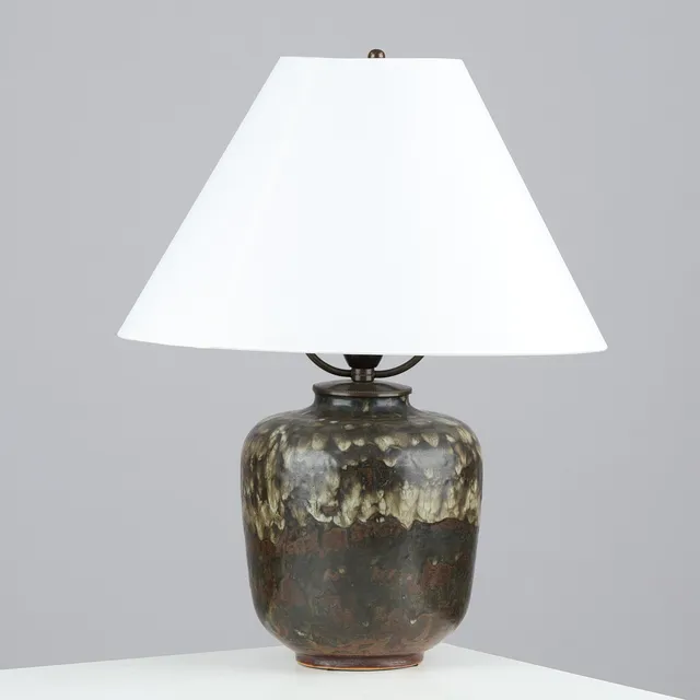 CARL HALIER (1873-48). Unique table lamp made of glazed stoneware, Royal Copenhagen, Denmark, dated 1936.