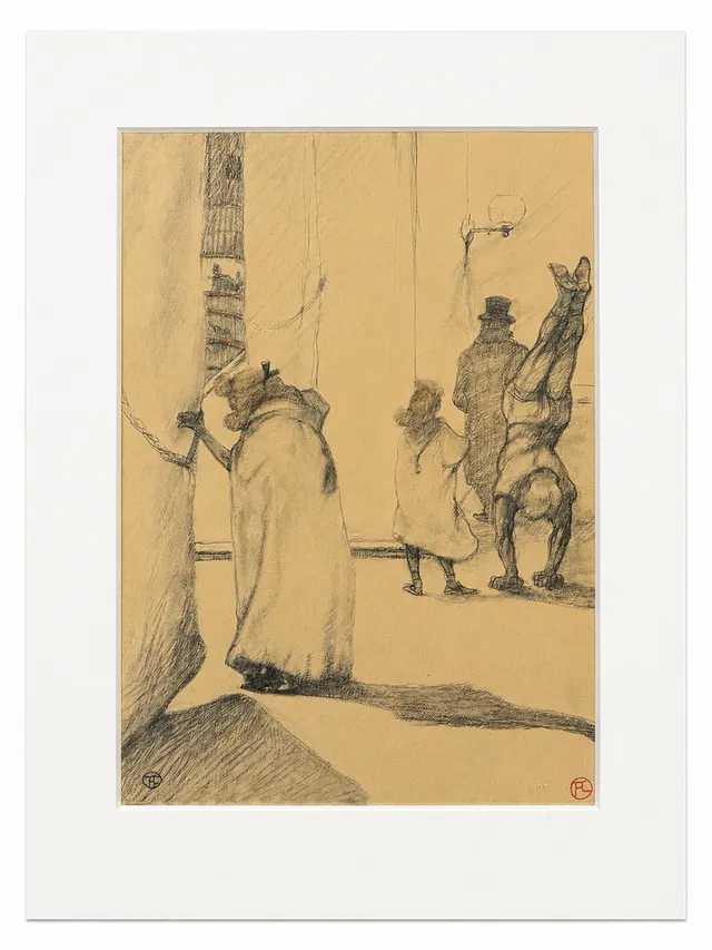 HENRI DE TOULOUSE-LAUTREC. EFTER. Litografi, Bakom scenen, från cirkusen, möjligen 1950-tal, stämplad.