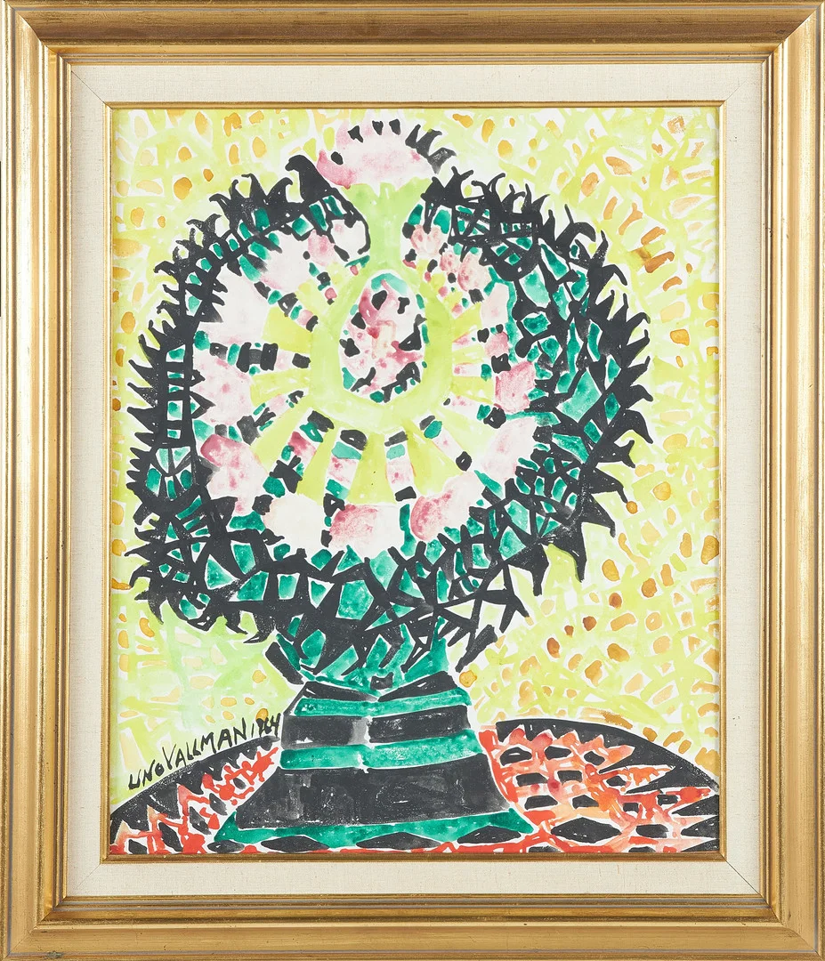 UNO VALLMAN. Abstrakt träd, akvarell, signerad och daterad -64. — Paintings — Stockholms Auktionsverk Sickla
