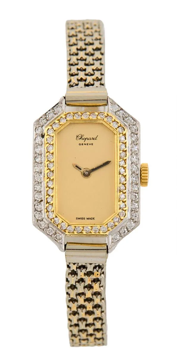 Wristwatch of 18k white gold with diamonds, ref. 519. Mechanical movement with manual winding, cal. L.U.C. Later bracelet of 14k white gold with folding clasp. Circumference approximately 14 cm. 17.5×24.5 mm. 1980s. — Clocks & watches/Wristwatches — Bruun Rasmussen