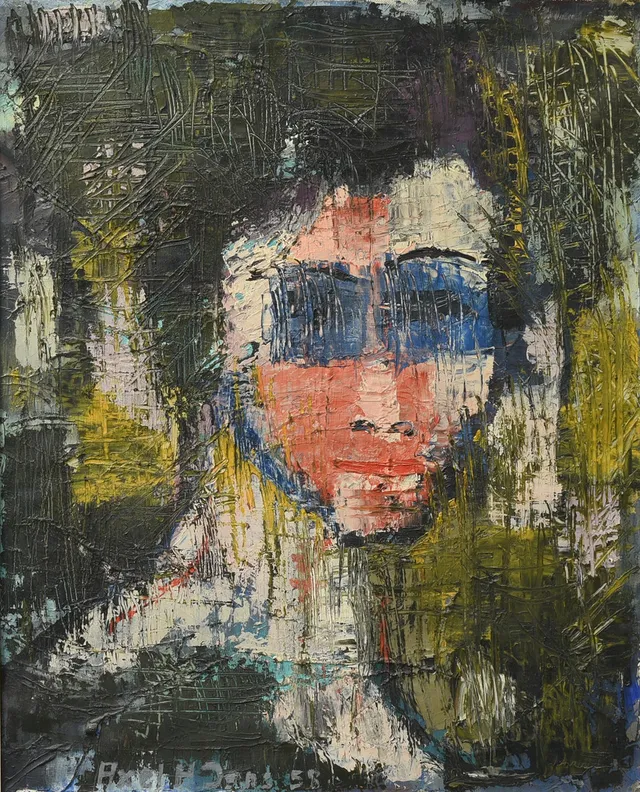 PORTRÆT af kvinde, olie på lærred. Signeret Axel H. Jens, Danmark, 1958.