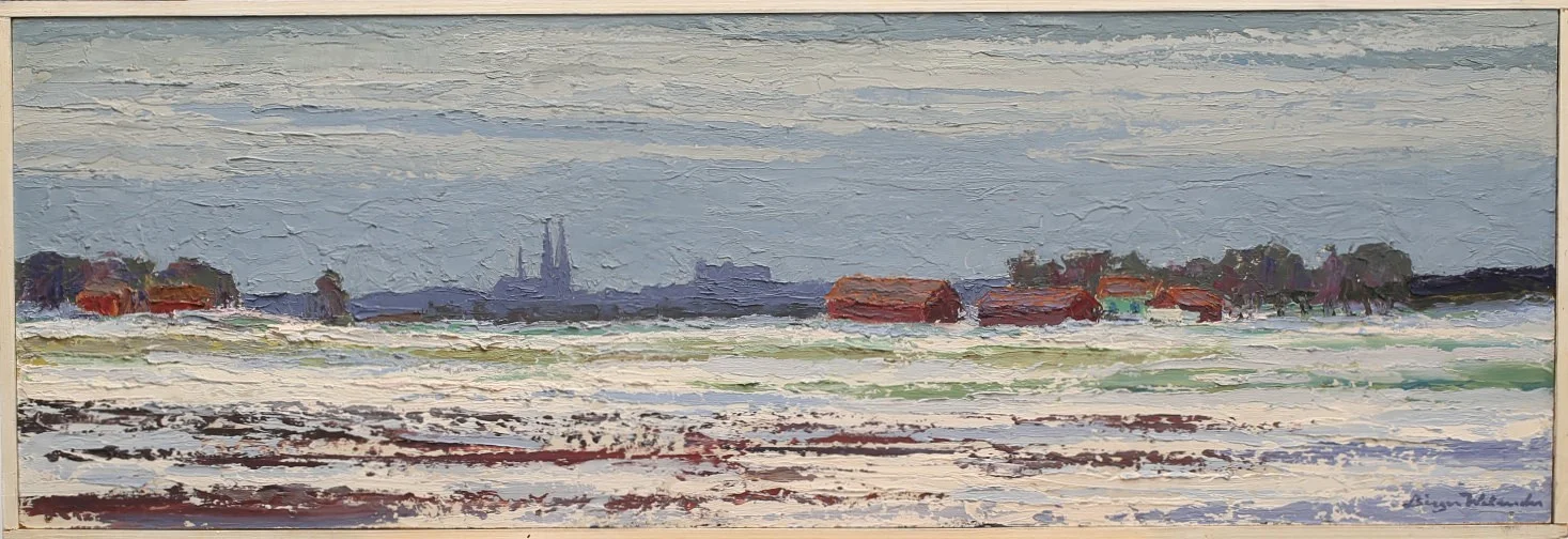 BIRGER WELANDER. Olja på pannå, Uppsalamotiv, signerad. — Paintings — Limhamns Auktionsbyrå