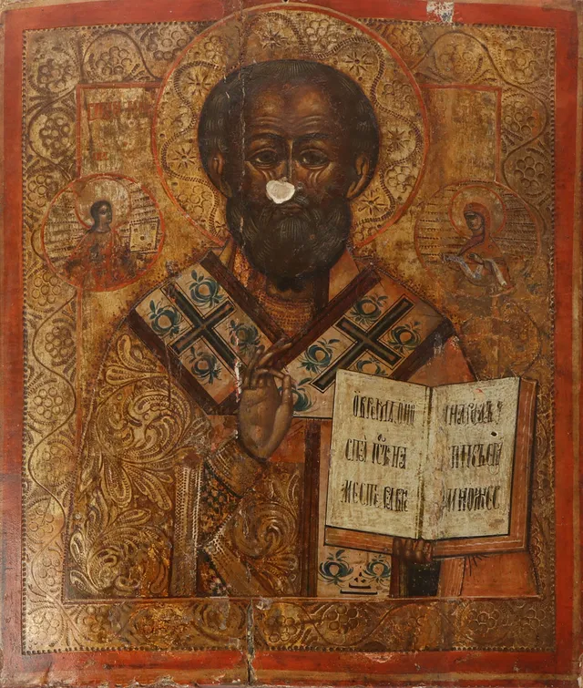 IKON, RYSSLAND, 17/1800-TAL. MOTIV MED SANKT NIKOLAI.