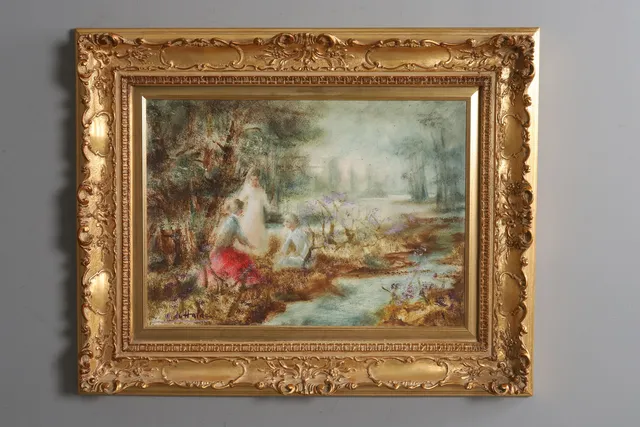WALTER DU HALDE. OLJA PÅ DUK, figurscen, signerad.