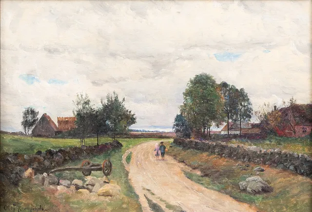 OLOF KRUMLINDE. "Skånskt landskap", olja på duk, signerad.