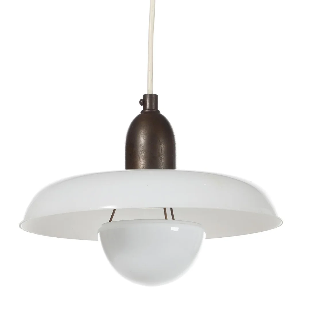 “Ra”. A two-layer opal glass pendant. Manufactured by Lyfa. H. 13. Diam. 25 cm. — Modern Lighting — Bruun Rasmussen