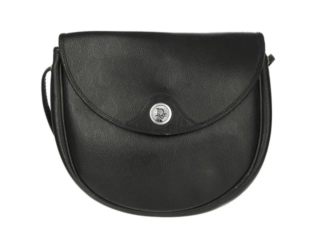 VÄSKA, CHRISTIAN DIOR, vintage, svart läder, 18x19x5,5 cm, bruksslitage.