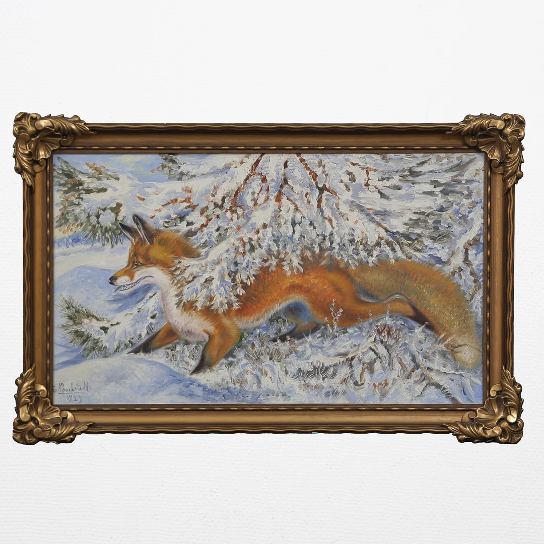 ELIS BARKSTEDT. "LYSTRANDE VINTERRÄV" OLJA PÅ DUK, SIGNERAD, DATERAD 1929 (TEXT A TERGO). — Paintings — Auktionskammaren Sydost Kalmar