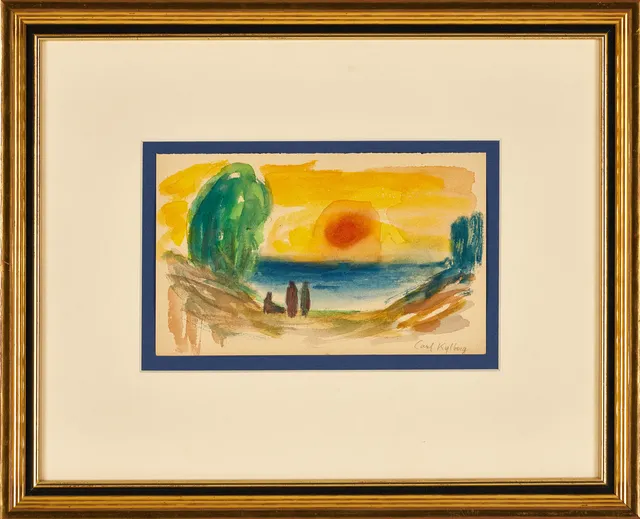 CARL KYLBERG (Sverige, 1878-1952), Solnedgång över strand, signerad i blyerts, akvarell.