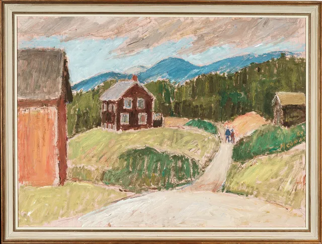 JOHN HEDMAN. Olja på pannå, Husmotiv/Sensommar , Signerad, 1980.