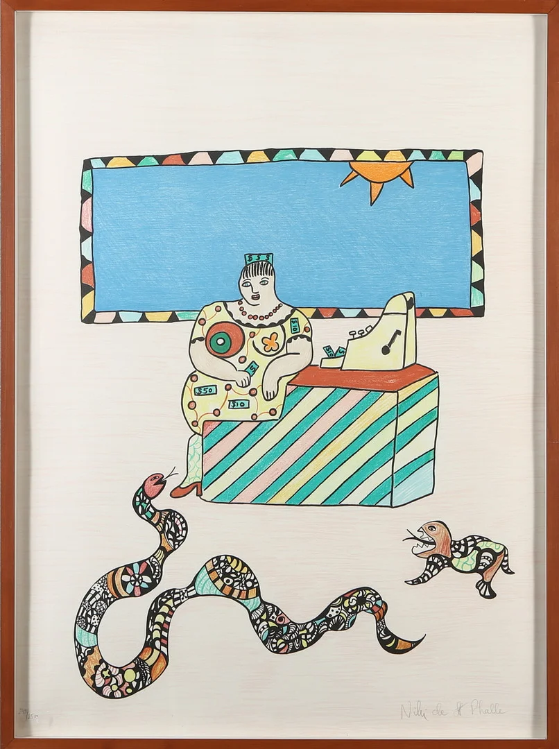 NIKI DE SAINT PHALLE. Litografi, "La Caissiere", signerad och numrerad. — Engravings & Prints — Auktionshuset Kolonn