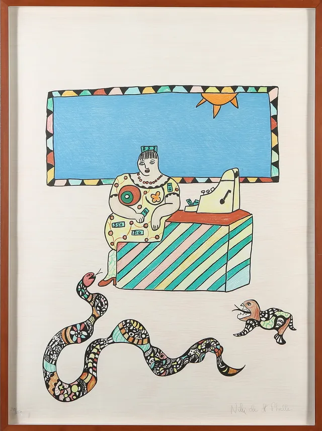 NIKI DE SAINT PHALLE. Litografi, "La Caissiere", signerad och numrerad.