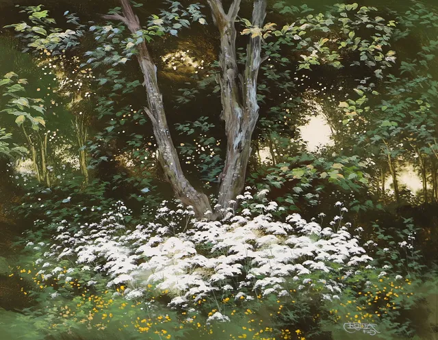 LARS CRONA. "Den övergivna trädgården", olja på duk, signerad Crona Fils.