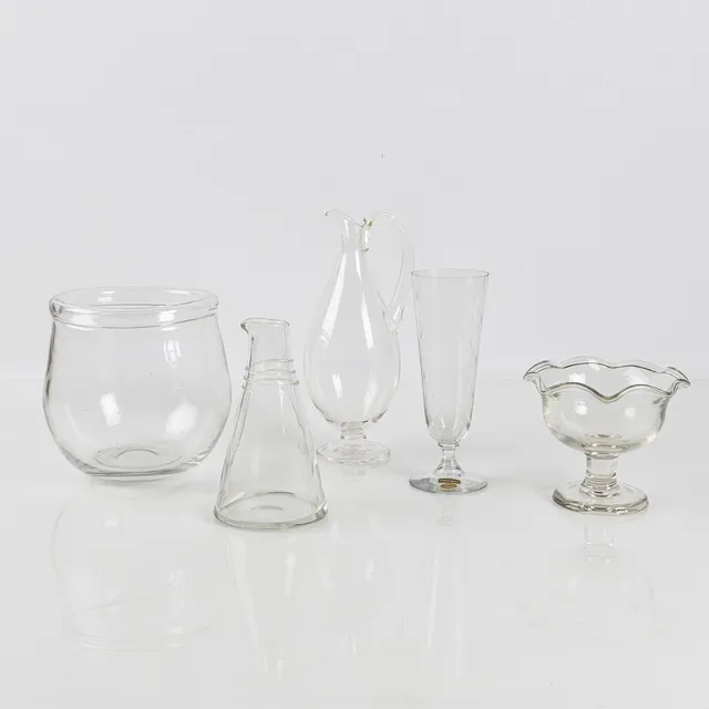 MONICA BRATT. Samling klarglas, 5 delar, Reijmyre.