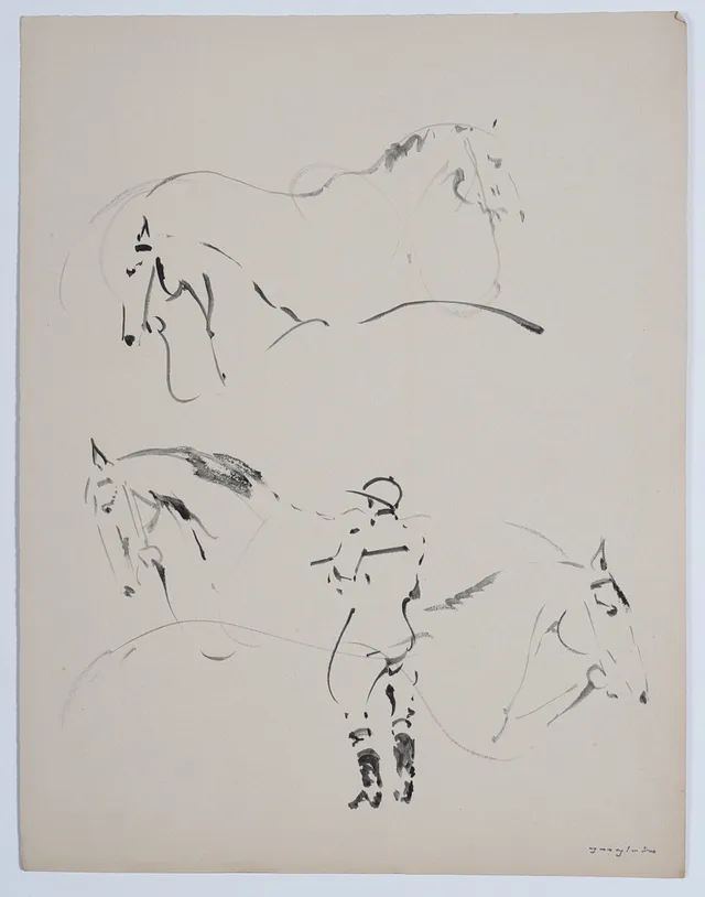 PERE YNGLADA. Jockey and horses.