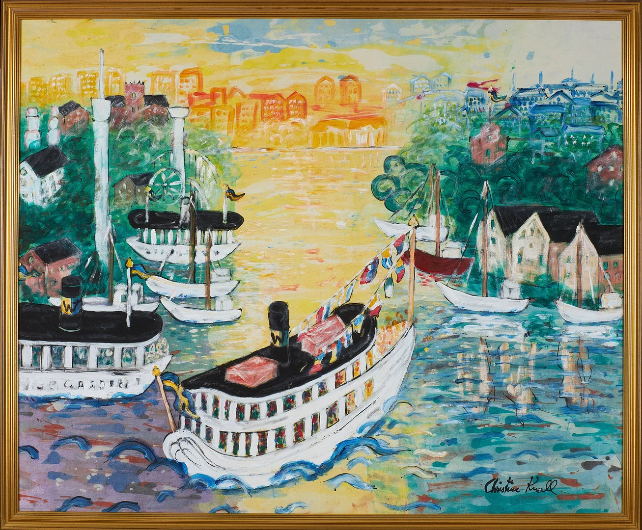 CHRISTINA KNALL. "Sommar Stockholm", olja på duk, signerad, á verso med titulering samt daterad 2001. — Paintings — Stockholms Auktionsverk Sickla