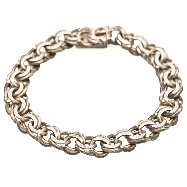 ARMBAND, silver, bismarcklänk, importstämpel.