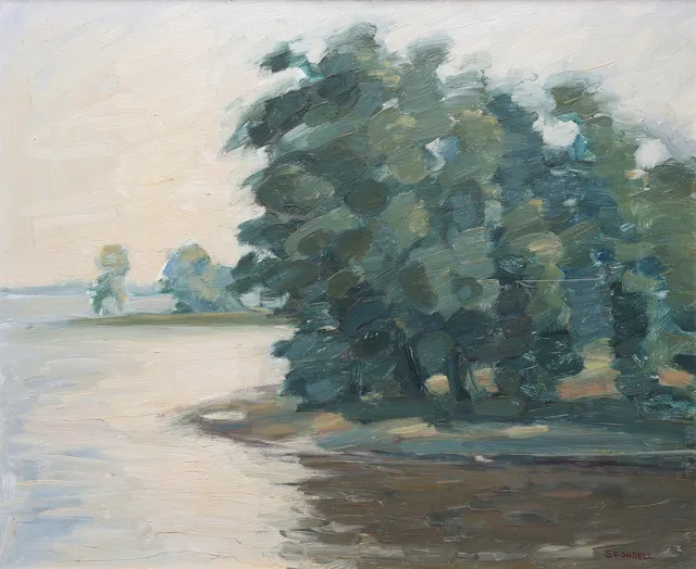 SUNE FONDELL. Olja på pannå, naturlandskap, signerad.