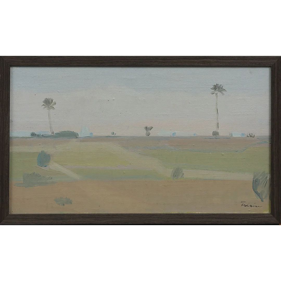 VERA FRISÉN. "PALMER" OLJA PÅ DUK, SIGNERAD, UPPFÄST PÅ PAPP-PANNÅ. — Paintings — Auktionskammaren Sydost Kalmar