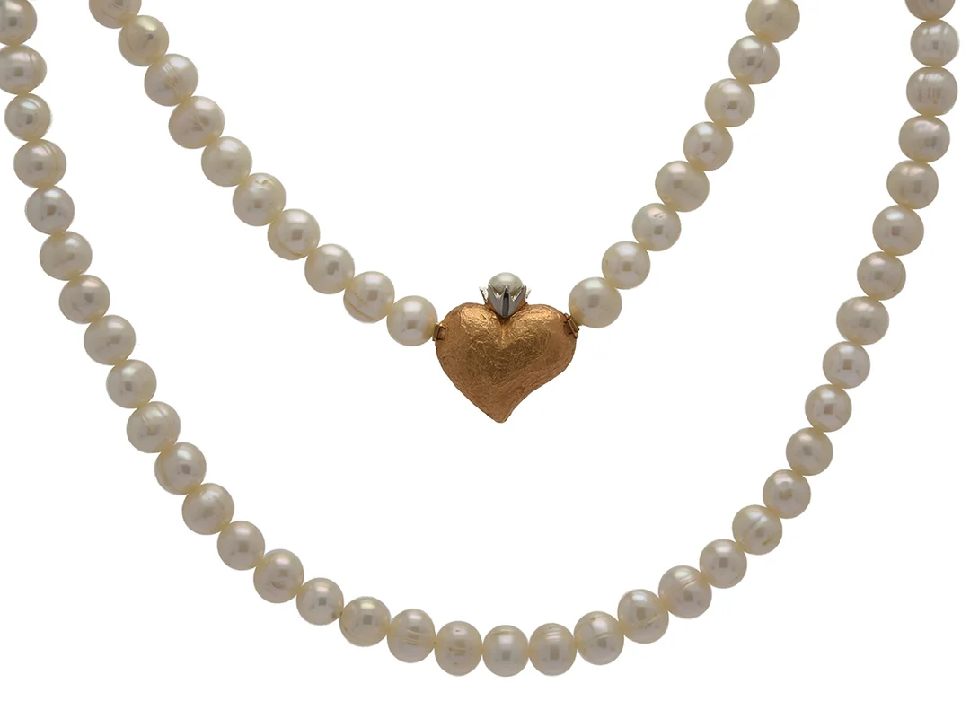 PER BORUP, lås, 18K guld/vitguld, odlad pärla, 9,8 g, odlade sötvattenspärlor, barocka, ca 7 mm, längd 43 cm inklusive lås, — Smycken/Pärlcollier — Kaplans