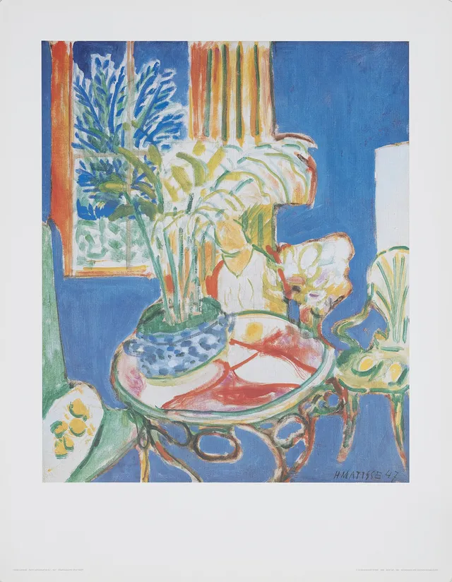 HENRI MATISSE. EFTER. "Petit Interieur Bleu", offsettryck, Achenbach Art Edition, Düsseldorf, 1988.