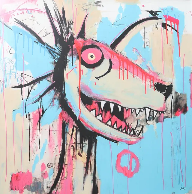 LARS TUNEBO. Originalmålning, "Crazy dragon" blandteknik, signerad.