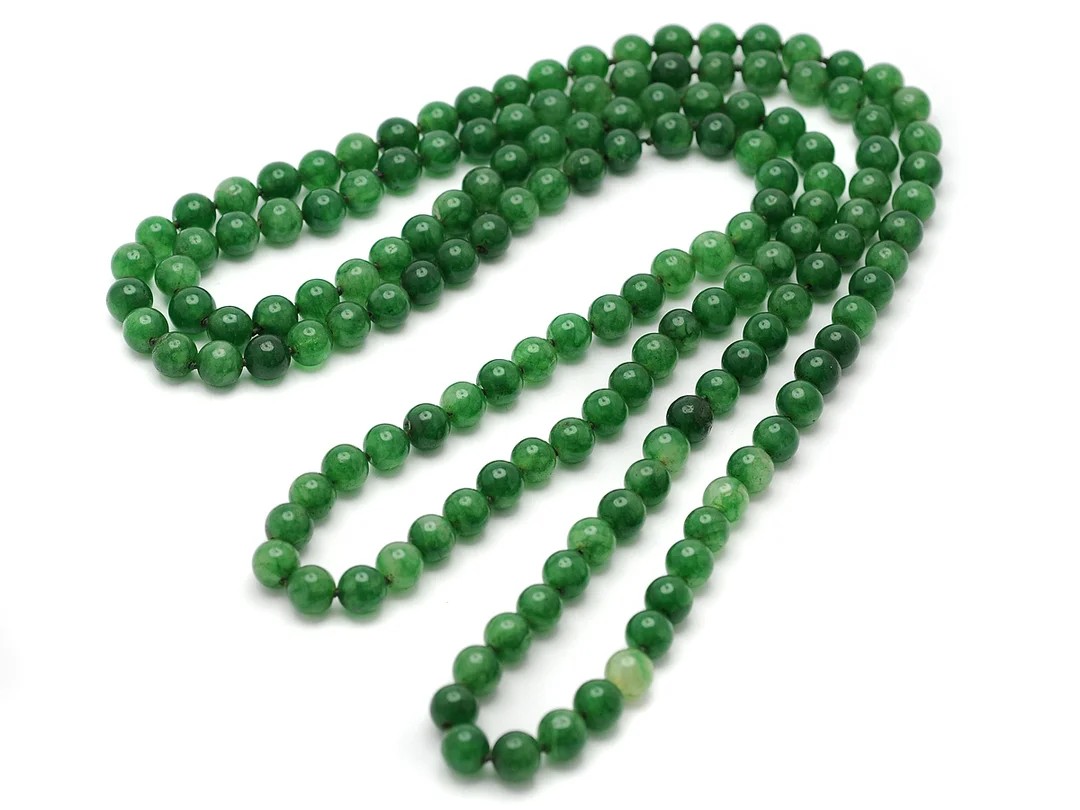 COLLIER, grönfärgad kvarts, 8-8,5 mm, längd ca 130 cm. — Smycken/Collier — Kaplans