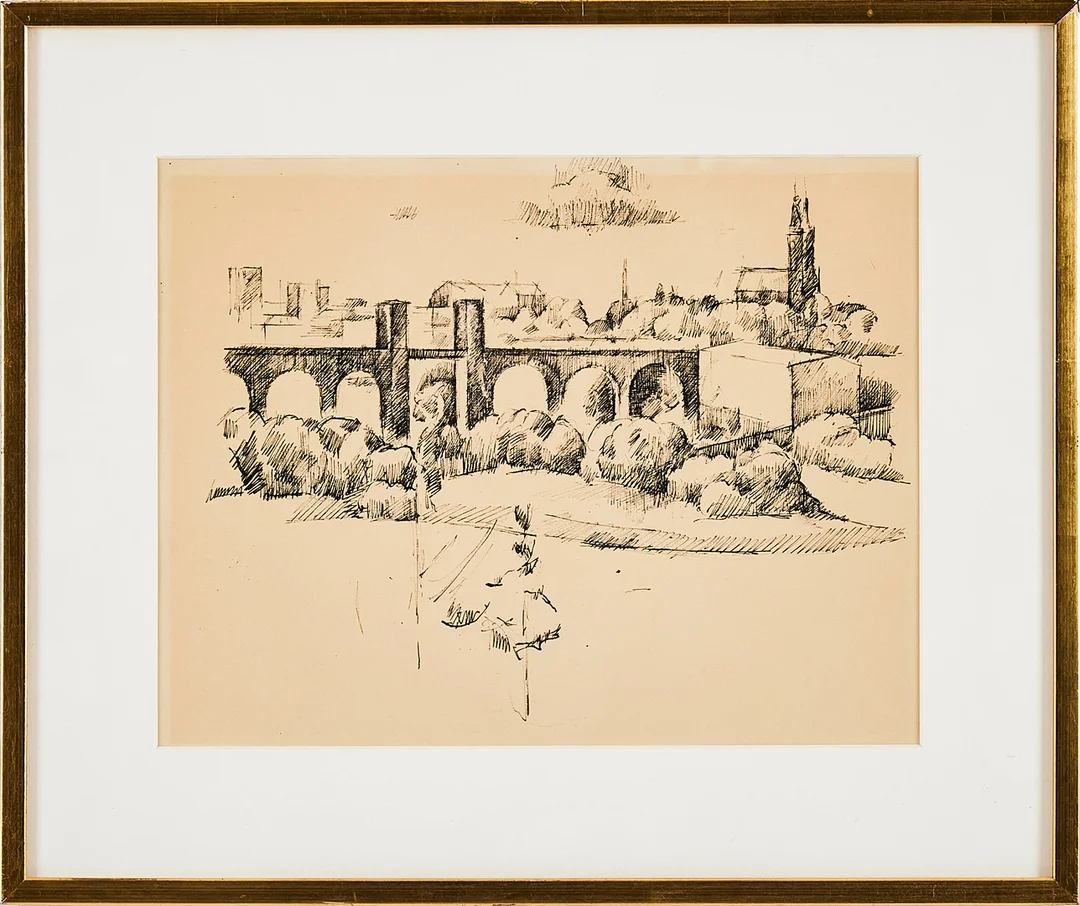 CURT BURSTRÖM. Årstabron, bläck på papper. — Drawings — Stockholms Auktionsverk Magasin 5