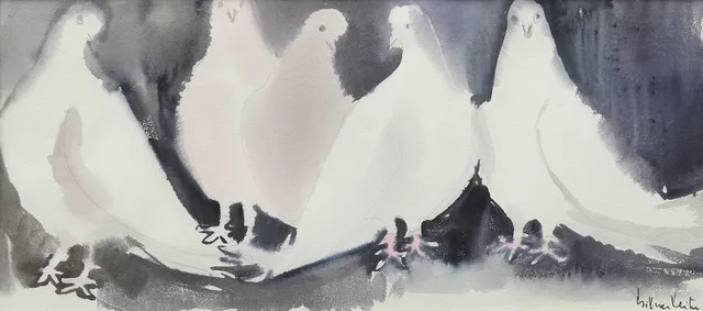 SILVIA LEITU (ESTLAND 1912-1969). Duvor, akvarell, signerad.