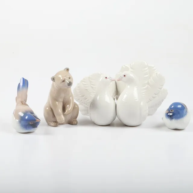 FIGURINER, 4 stycken, porslin, Bing & Grøndal samt Lladro.