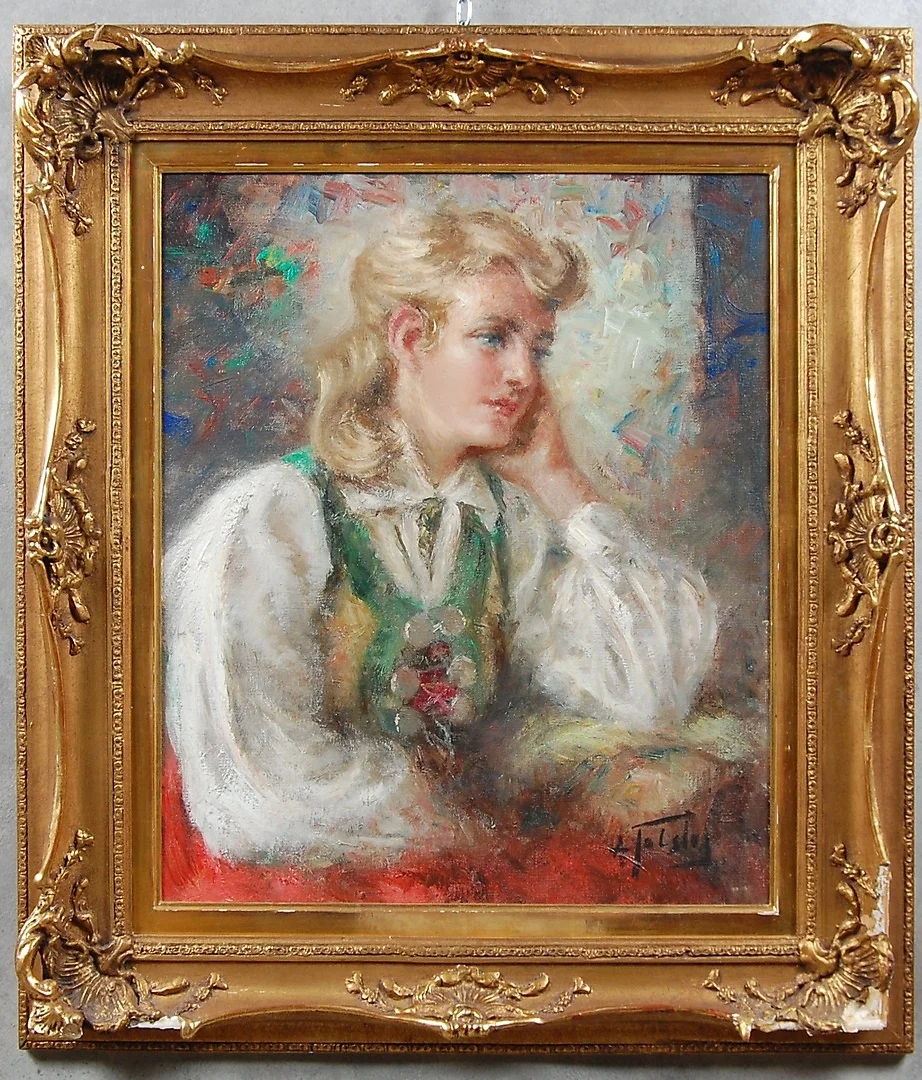 ALEXANDER TOLSTOY. 1895-1968,Porträtt, olja på duk, signerad. — Paintings — Auktionsverket Engelholm