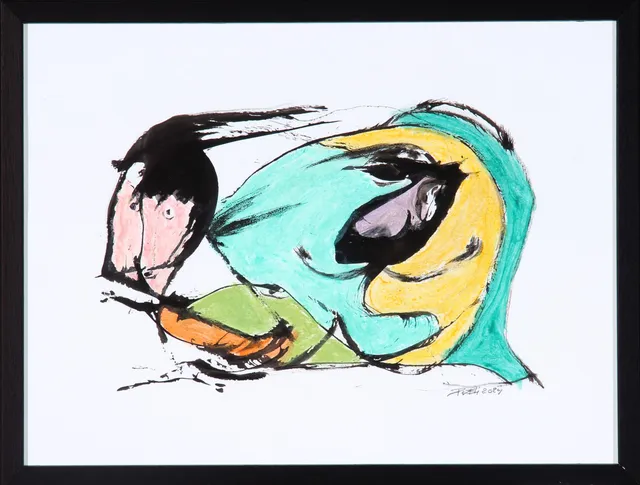 Per Eli. Composition, ink and watercolor on paper
