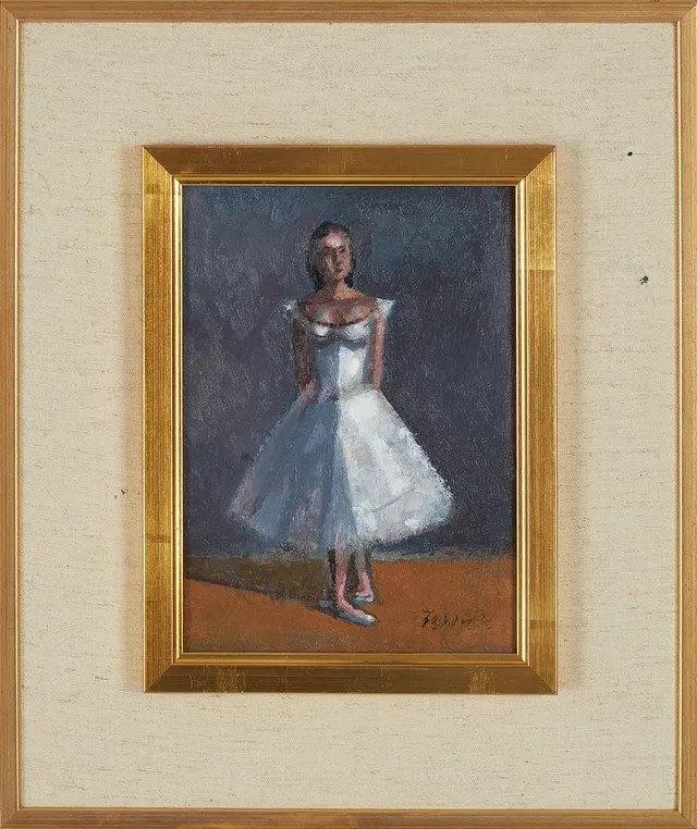 TOM FAHLROTH. Ballerina, olja på pannp, signerad.