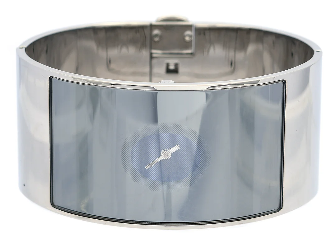cK, Calvin Klein, Flash, Boett nr. K34223/00, damur, 32 x 51 mm, stål, quartz, mineralglas, stel integrerad armlänk (M), ca 2005, box, ytterkartong. — Klockor/Calvin Klein — Kaplans