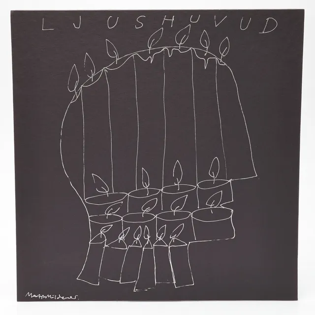 MARTIN MÖLDENER. "Ljushuvud", silverpenna på svart passepartout, signerad.