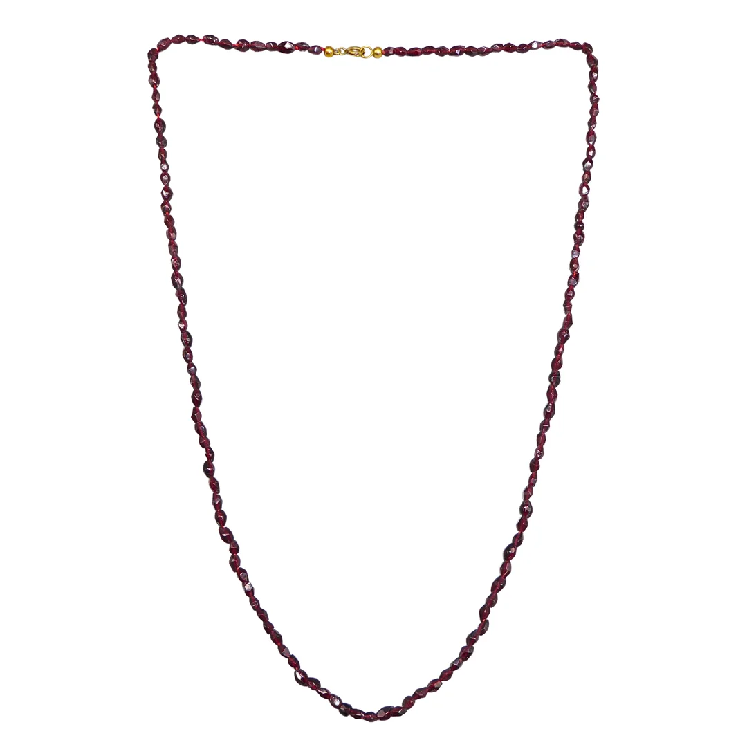 GRANATKETTE MIT FACETTIERTEN PERLEN UND FEDERRINGVERSCHLUSS. — Jewellery — Auktionshaus Stuber's Hammerschlag