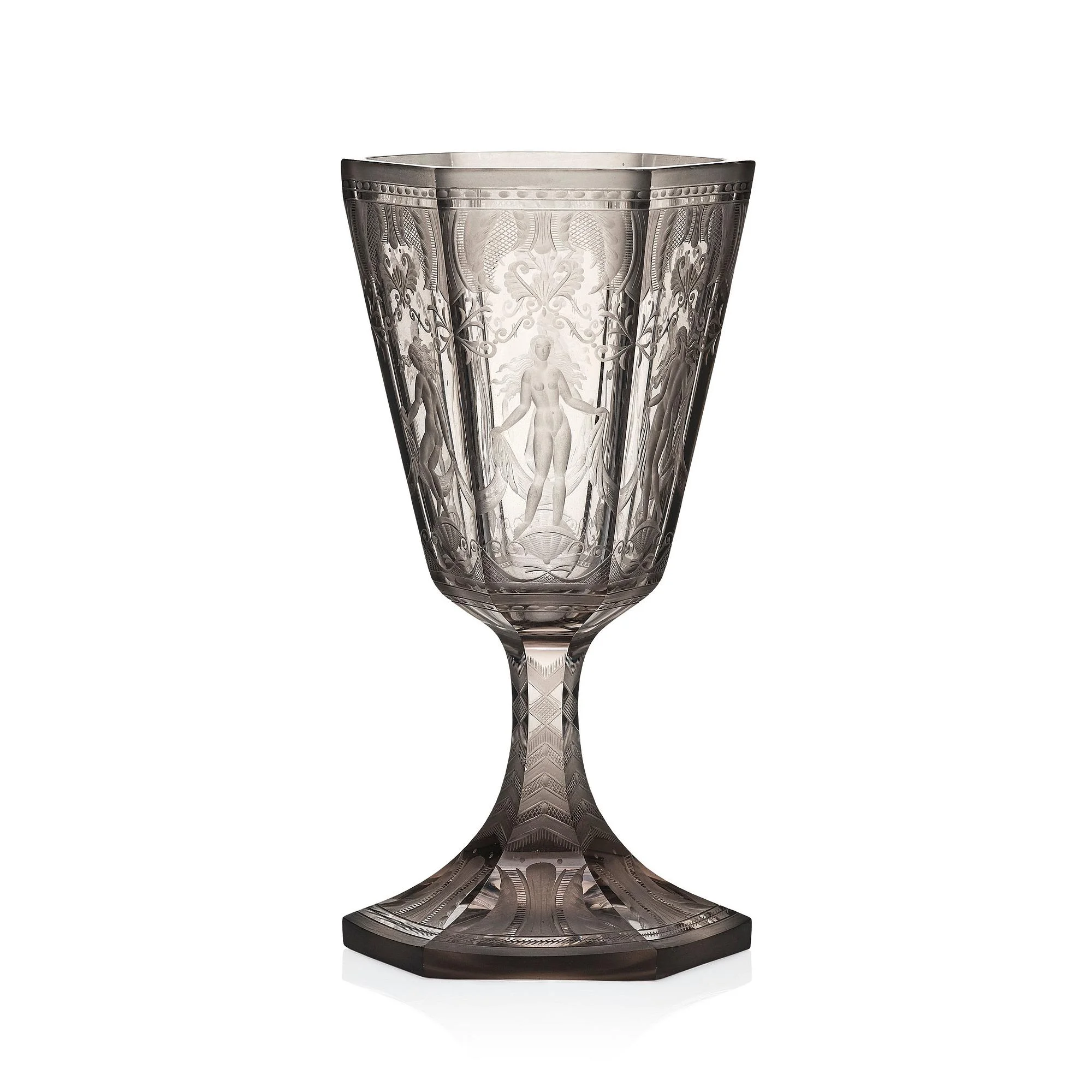 Simon Gate, pokal, Swedish Grace, "Sex gracer", Orrefors 1929, modell 154. — Bukowskis