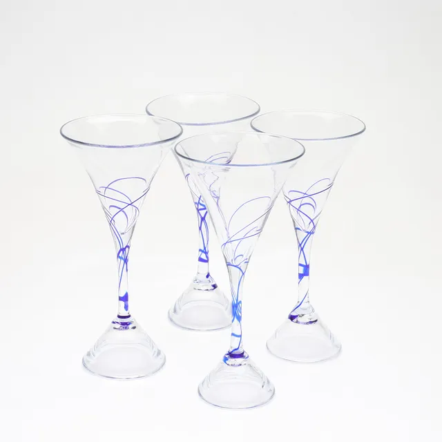 ANDERS WINGÅRD. cocktailglas, 4 st, Glashyttan på Baskemölla, signerade och daterade.