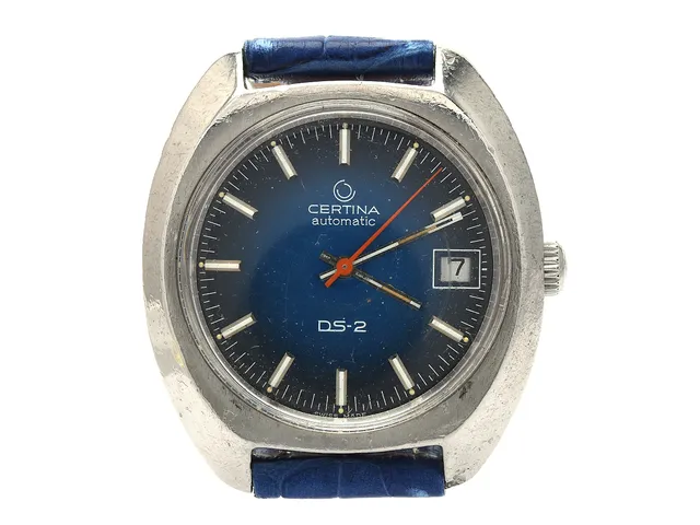 CERTINA, DS-2, Cal 25-661, Boett nr. 5301 300, herrur, 38 mm, stål, manuell, plexiglas, datum, skadad urtavla, skadad boett, läderband, ca 1970.