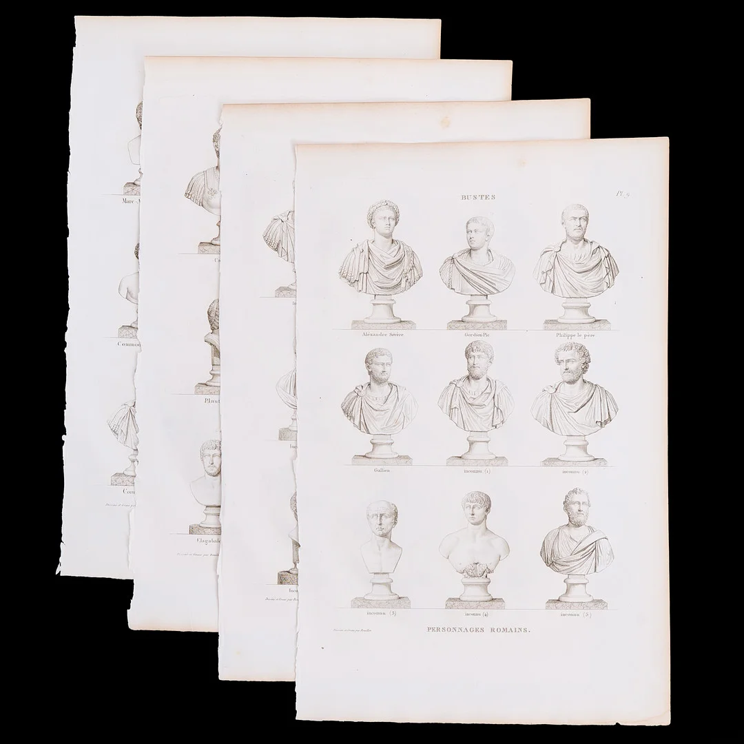 PIERRE BOUILLON (1776-1838), 4 kopparstick ur "Musée des Antiques. Tome Troisiéme. Héros, Personnages Grecs et Romains, Autels, Vases, Candélabres, Tombeaux, Ornements, Inscriptiones, Etc.", Paris (1811-1827). — Engravings & Prints — Crafoord Auktioner Stockholm